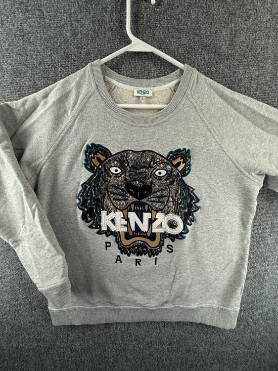 KENZO Other - KENZO Paris Sweatshirt Pullover Graphic Print Long Sleeve Large Gray Tiger Logo